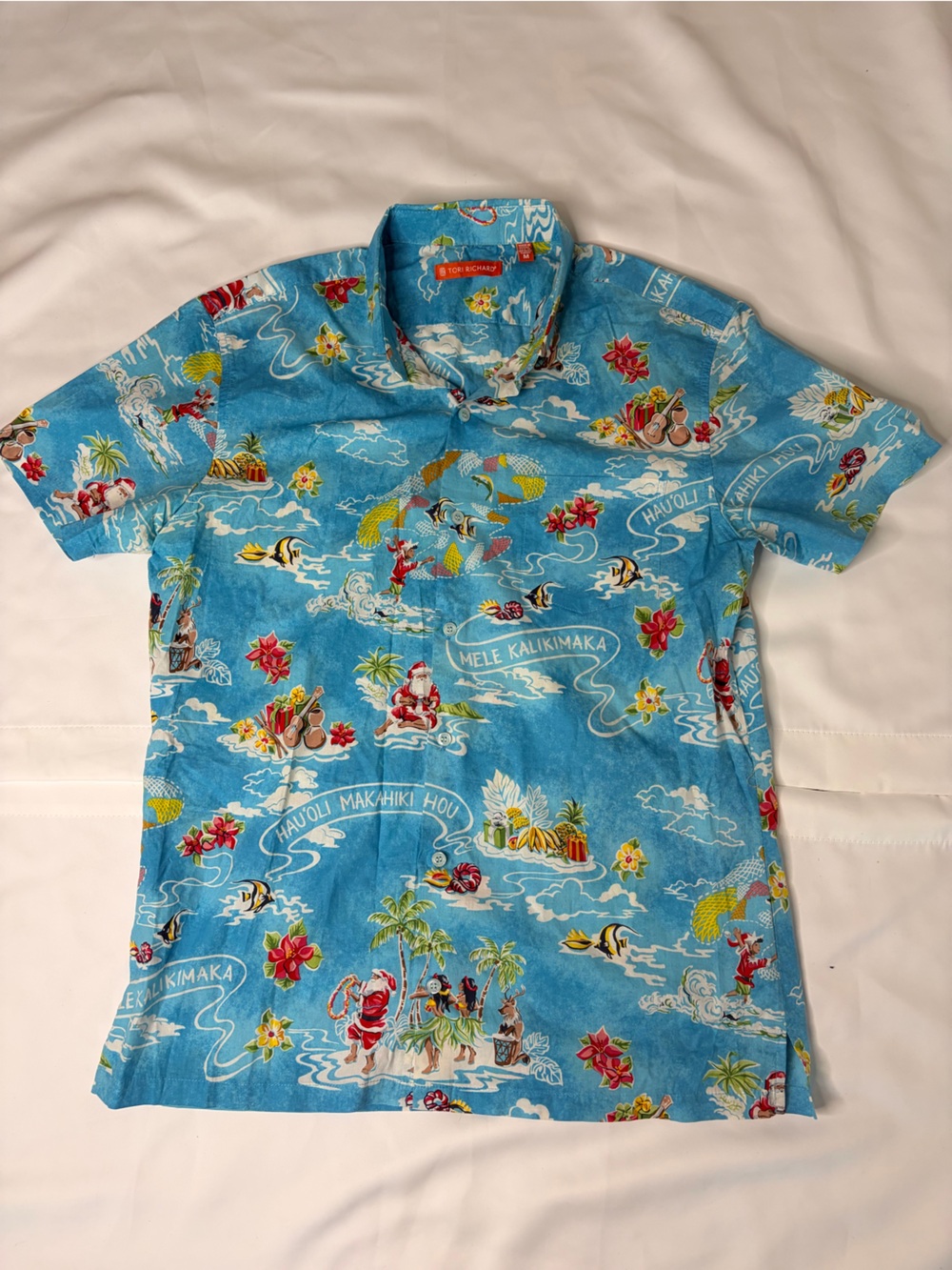 Tori Richard Ocean Hula Girls Aloha Shirt Size M Single Stitch Made In Hawaii